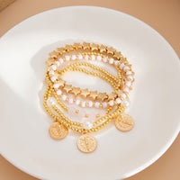Thumbnail for Chic Layered Pattern Round Disk Pearl Charm Seed Beaded Star Bracelet Set - ArtGalleryZen