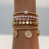 Thumbnail for Chic Layered Pattern Round Disk Pearl Charm Seed Beaded Star Bracelet Set - ArtGalleryZen