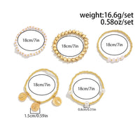Thumbnail for Chic Layered Pattern Round Disk Pearl Charm Seed Beaded Star Bracelet Set - ArtGalleryZen