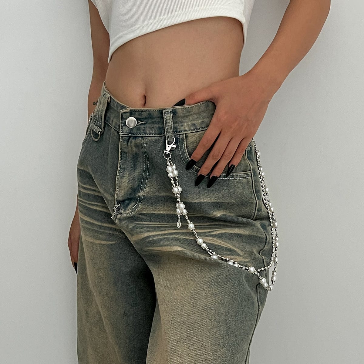 Chic Layered Pearl Trouser Chain - ArtGalleryZen