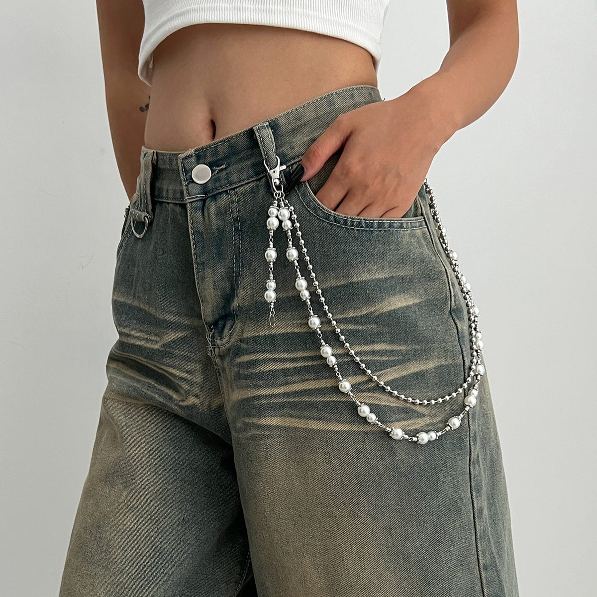 Chic Layered Pearl Trouser Chain - ArtGalleryZen