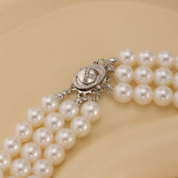 Thumbnail for Chic Layered Rhinestone Inlaid Saturn Charm Pearl Chain Choker Necklace - ArtGalleryZen