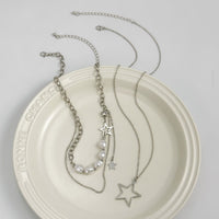 Thumbnail for Bohemia Layered Starry Pendant Pearl Chain Necklace Set - ArtGalleryZen