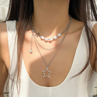 Thumbnail for Bohemia Layered Starry Pendant Pearl Chain Necklace Set - ArtGalleryZen