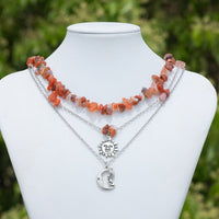 Thumbnail for Chic Layered Sun Moon Pendant Turquoise Stone Stackable Necklace Set - ArtGalleryZen