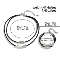 Thumbnail for Chic Layered Textured Cylinder Charm Wax Cord String Necklace Bracelet Set - ArtGalleryZen