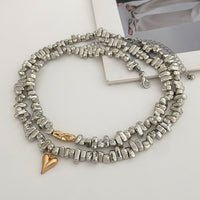 Thumbnail for Chic Layered Two Tone Heart Charm Irregular Beaded Choker Necklace Set - ArtGalleryZen