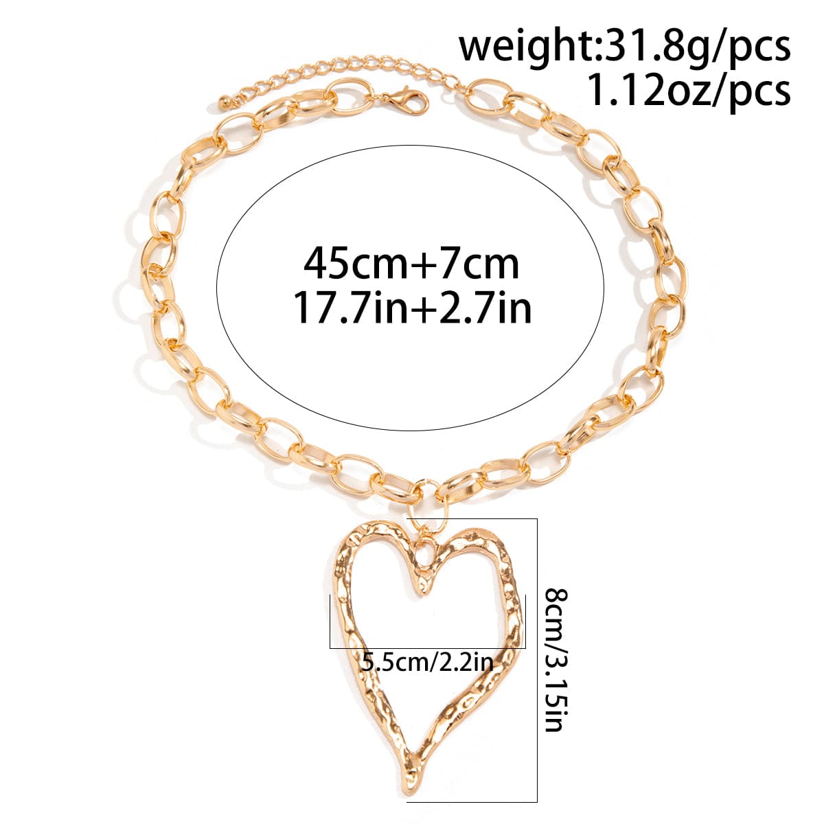 Chic Liquid Heart Pendant Cable Chain Necklace - ArtGalleryZen