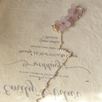 Thumbnail for Chic Peach Blossom Flower Pearl Long Chain Ear Clip Earring - ArtGalleryZen
