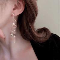 Thumbnail for Chic Pearl Chain Butterfly Dangle Earrings - ArtGalleryZen