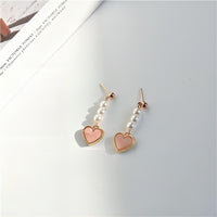 Thumbnail for Chic Pearl Heart Dangle Earrings - ArtGalleryZen