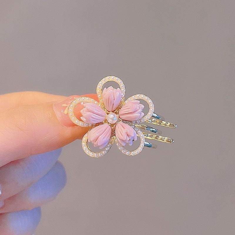 Chic Pearl Inlaid Flower Claw Clip Hair Clip - ArtGalleryZen