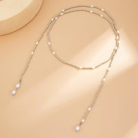 Thumbnail for Chic Pearl Square Beaded Long Chain Necklace - ArtGalleryZen
