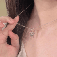Thumbnail for Chic Pink Blue Gradient Enamel Butterfly Necklace - ArtGalleryZen