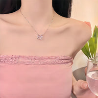 Thumbnail for Chic Pink Cats Eye Stone Butterfly Necklace - ArtGalleryZen