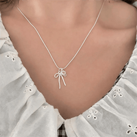 Thumbnail for Chic Pink Crystal Heart Bowknot Pendant Necklace - ArtGalleryZen
