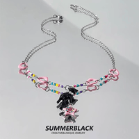Thumbnail for Chic Pink Heart Star Kitty Pendant Necklace - ArtGalleryZen