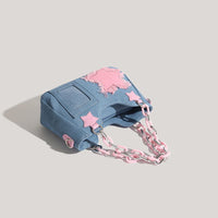 Thumbnail for Chic Pink Star Acrylic Chain Denim Shoulder Crossbody Bag - ArtGalleryZen