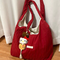 Thumbnail for Chic Red Stripe Casual Shoulder Tote Bag - ArtGalleryZen