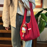 Thumbnail for Chic Red Stripe Casual Shoulder Tote Bag - ArtGalleryZen