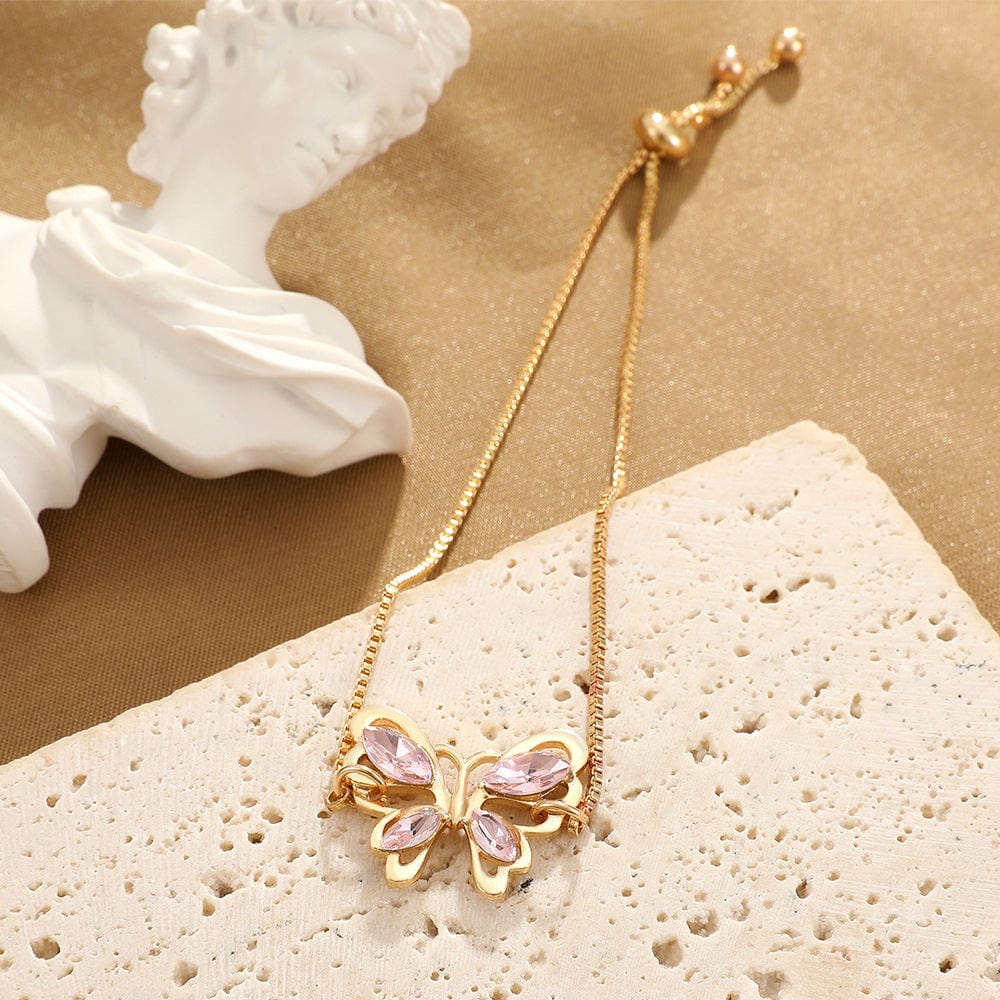 Chic Rhinestone Butterfly Bracelet - ArtGalleryZen