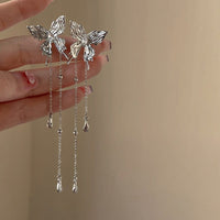 Thumbnail for Chic Rhinestone Inlaid Butterfly Tassel Chain Earrings - ArtGalleryZen