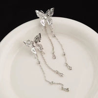 Thumbnail for Chic Rhinestone Inlaid Butterfly Tassel Chain Earrings - ArtGalleryZen