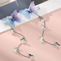 Thumbnail for Chic Rhinestone Inlaid Gradient Butterfly Tassel Chain Hair Clip - ArtGalleryZen
