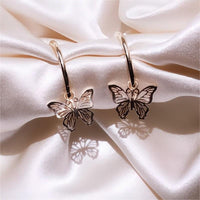 Thumbnail for Chic Rose Gold Butterfly Hoop Earrings - ArtGalleryZen