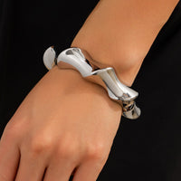 Thumbnail for Chic Silver Tone Glossy Twisted Bangle Bracelet - ArtGalleryZen