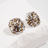 Thumbnail for Chic Silver Tone Leopard Square Stud Earrings - ArtGalleryZen