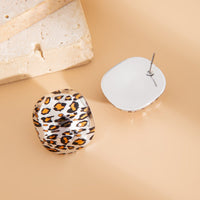 Thumbnail for Chic Silver Tone Leopard Square Stud Earrings - ArtGalleryZen