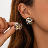 Thumbnail for Chic Silver Tone Leopard Square Stud Earrings - ArtGalleryZen