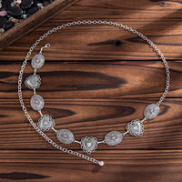 Thumbnail for Chic Silver Tone Pattern Heart Oval Waist Chain - ArtGalleryZen