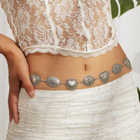 Thumbnail for Chic Silver Tone Pattern Heart Oval Waist Chain - ArtGalleryZen