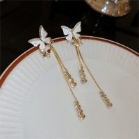 Thumbnail for Chic Sparkling CZ Inlaid Enamel Butterfly Rhinestone Tassel Earrings - ArtGalleryZen