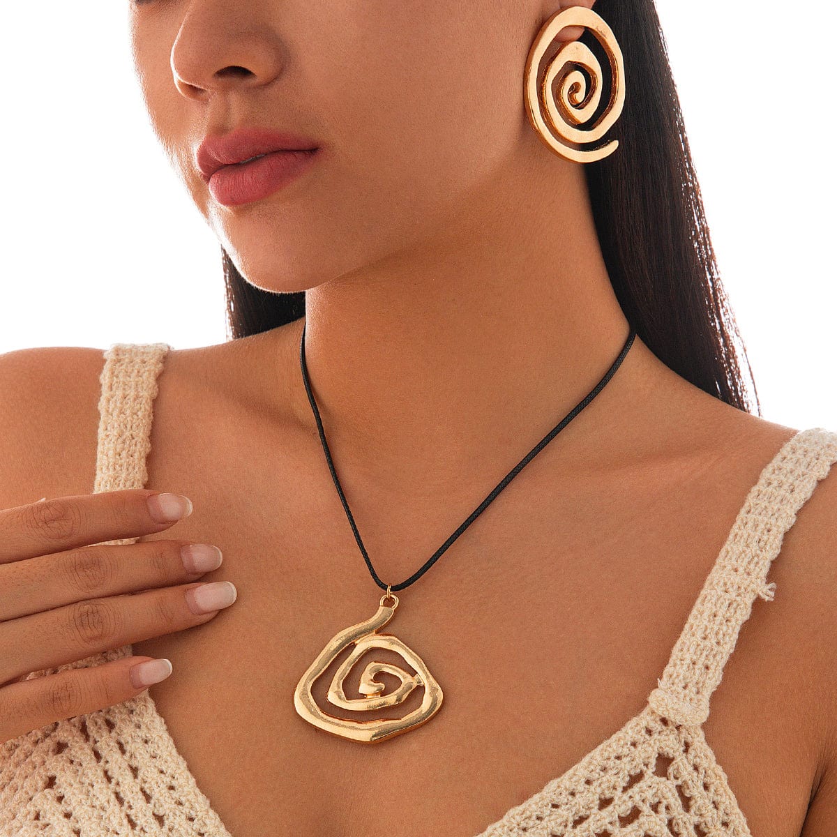 Chic Spiral Triangle Wax Cord String Necklace - ArtGalleryZen