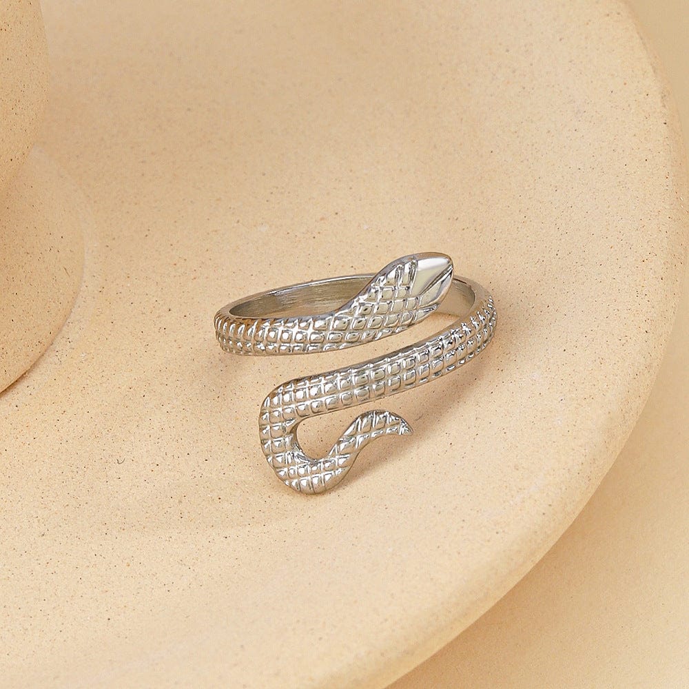 Chic Stainless Steel Snake Ring - ArtGalleryZen