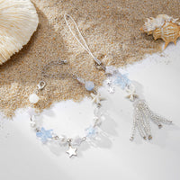 Thumbnail for Chic Star Charm Pearl Crystal Beaded Bracelet Keychain Phone Strap Set - ArtGalleryZen