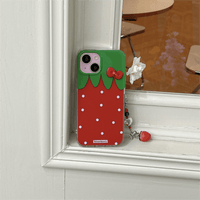 Thumbnail for Chic Strawberry Crystal Inlaid Bowknot iPhone Case With Accessories - ArtGalleryZen