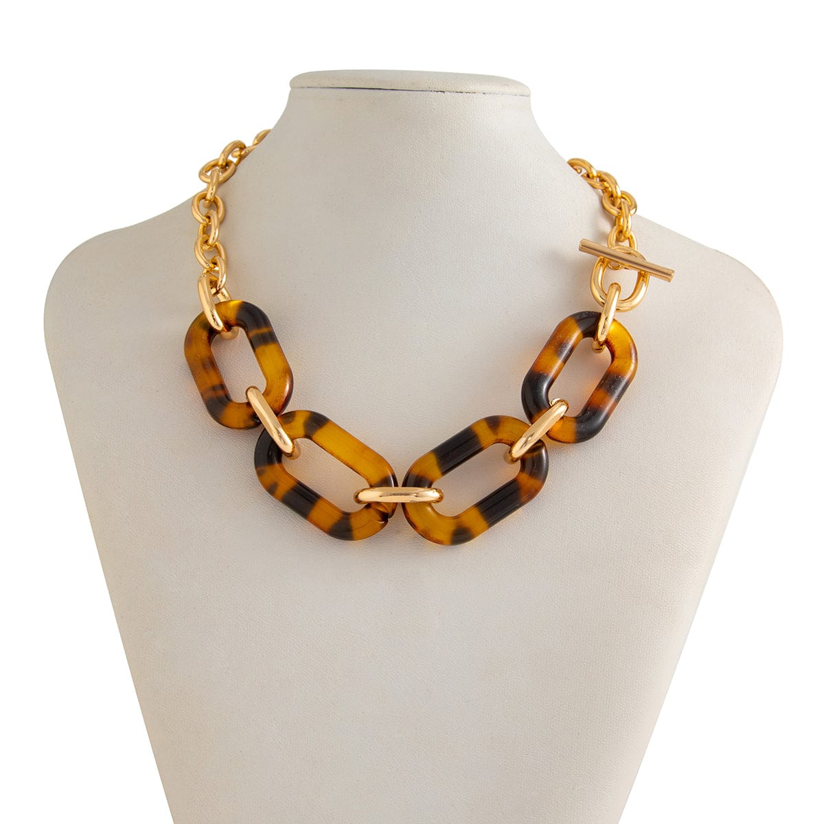 Chic Toggle Clasp Chunky Leopard Acrylic Necklace - ArtGalleryZen