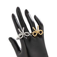 Thumbnail for Chic Two Tone Beaded Bowknot Ring Set - ArtGalleryZen
