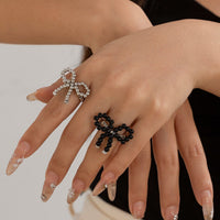 Thumbnail for Chic Two Tone Beaded Bowknot Ring Set - ArtGalleryZen