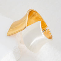 Thumbnail for Chic Two Tone Frosted Wide Cuff Bangle Bracelet - ArtGalleryZen