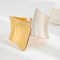 Thumbnail for Chic Two Tone Frosted Wide Cuff Bangle Bracelet - ArtGalleryZen