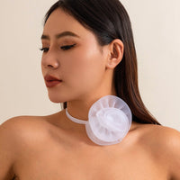Thumbnail for Chic White Mesh Flower Velvet Collar Choker Necklace - ArtGalleryZen