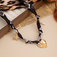 Thumbnail for Chiffon Ribbon Choker Necklace Heart Starfish Pearl Charm Pendant - ArtGalleryZen