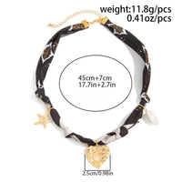 Thumbnail for Chiffon Ribbon Choker Necklace Heart Starfish Pearl Charm Pendant - ArtGalleryZen