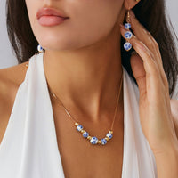 Thumbnail for Chinese Style Blue And White Porcelain Beaded Necklace Earrings Set - ArtGalleryZen