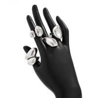 Thumbnail for Chunky 4pcs Gold Silver Plated Glossy Waterdrop Ring Set - ArtGalleryZen
